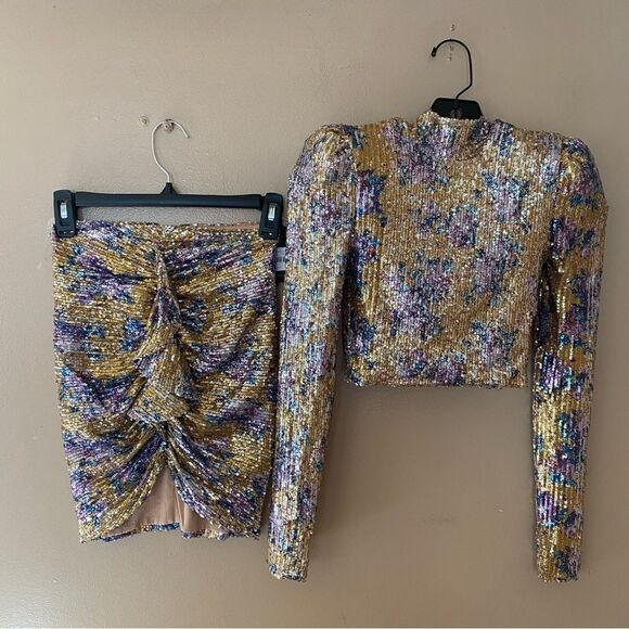 NWT Nookie Forever Set dress sequin two pc crop top mini skirt XS - Picture 12 of 12